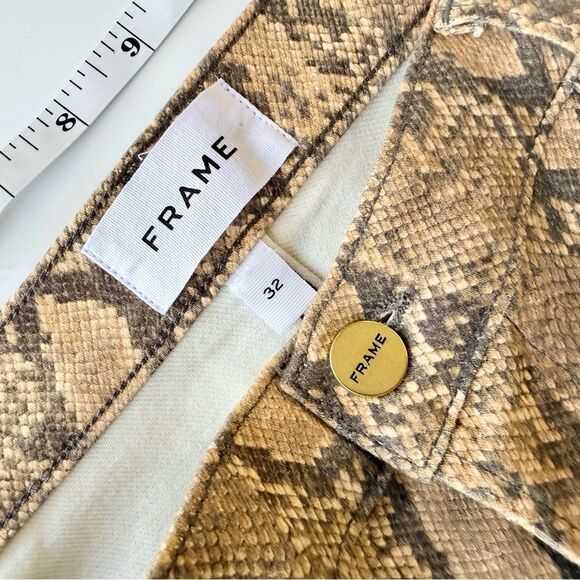 NWOT Frame Le High Straight Leg Python Snakeskin Print Denim Ankle Jeans Size 32 - Picture 7 of 13
